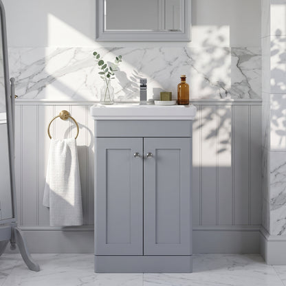 Fairford Laurel 500mm Floor Standing Satin Grey Vanity Unit - 1 Tap Hole