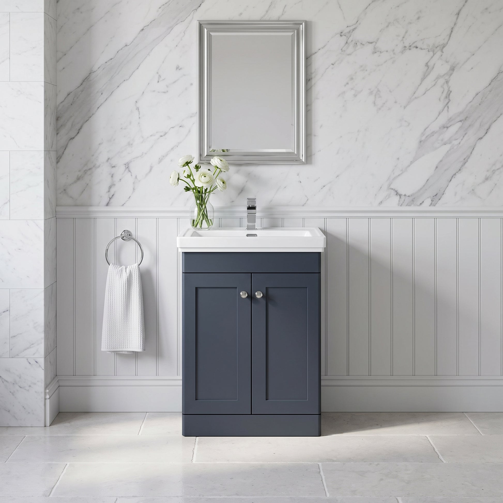 Fairford Laurel 600mm Floor Standing Satin Anthracite Vanity Unit - 1 Tap Hole