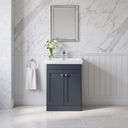 Fairford Laurel 600mm Floor Standing Satin Anthracite Vanity Unit - 1 Tap Hole
