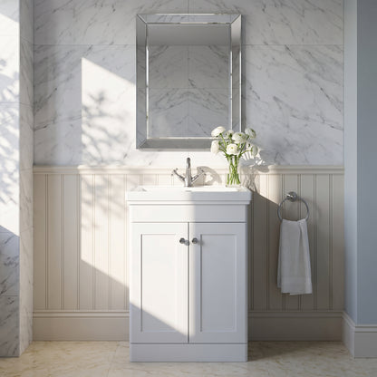Fairford Laurel 600mm Floor Standing Satin White Vanity Unit - 1 Tap Hole