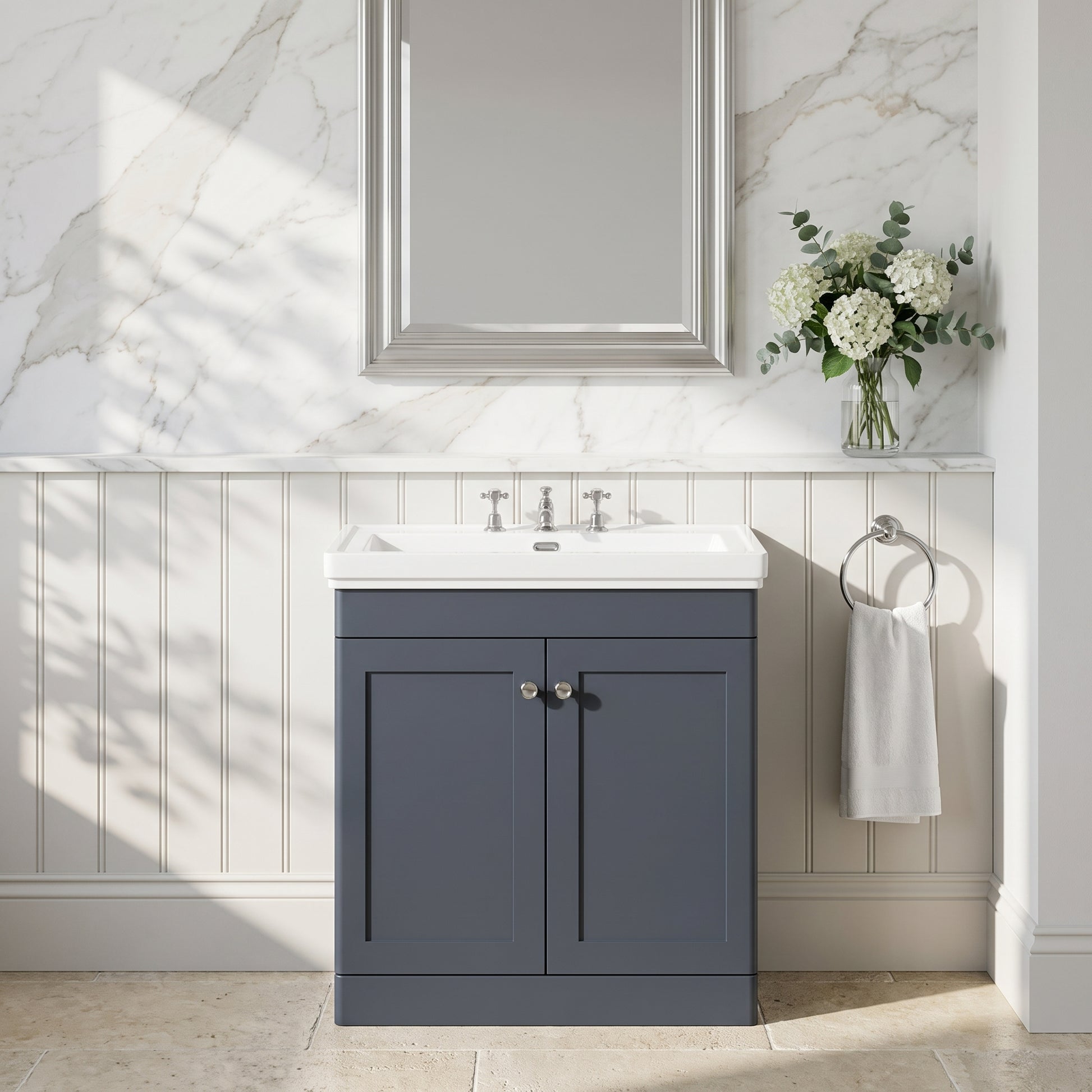 Fairford Laurel 800mm Floor Standing Satin Anthracite Vanity Unit - 3 Tap Hole