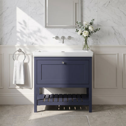 Fairford Juliette Indigo Blue 800mm 1 Drawer Floorstanding Vanity Unit with 0 Tap Hole Basin