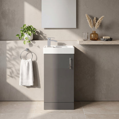 Fairford Minimalist 400mm Gloss Grey Floor Standing Vanity Unit