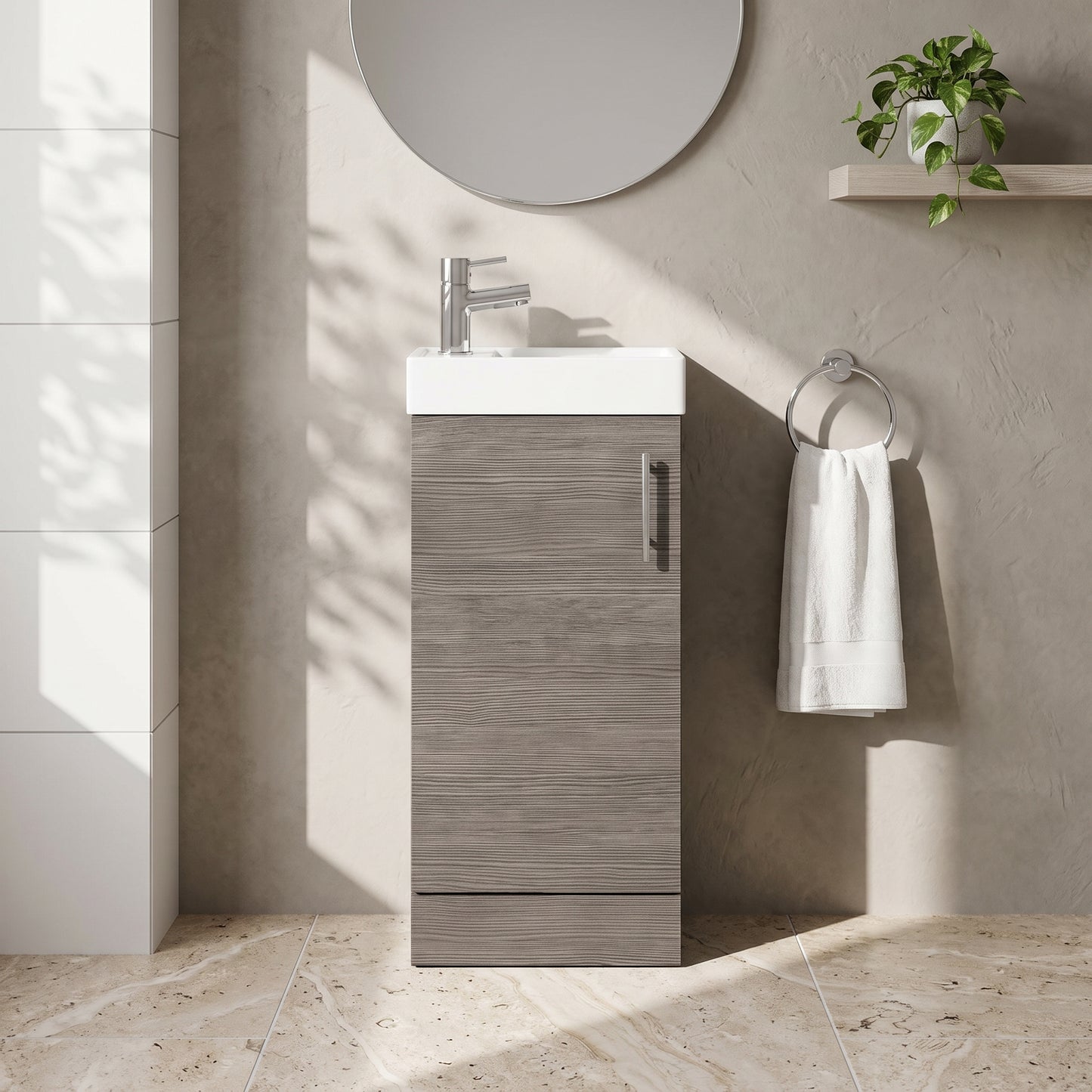Fairford Minimalist 400mm Grey Avola Floor Standing Vanity Unit