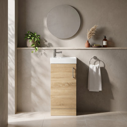 Fairford Minimalist 400mm Natural Oak Floor Standing Vanity Unit