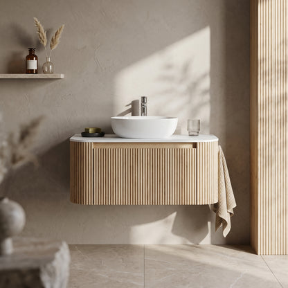 Fairford Sophia Country Oak 870mm Wall Hung Vanity Unit with Worktop