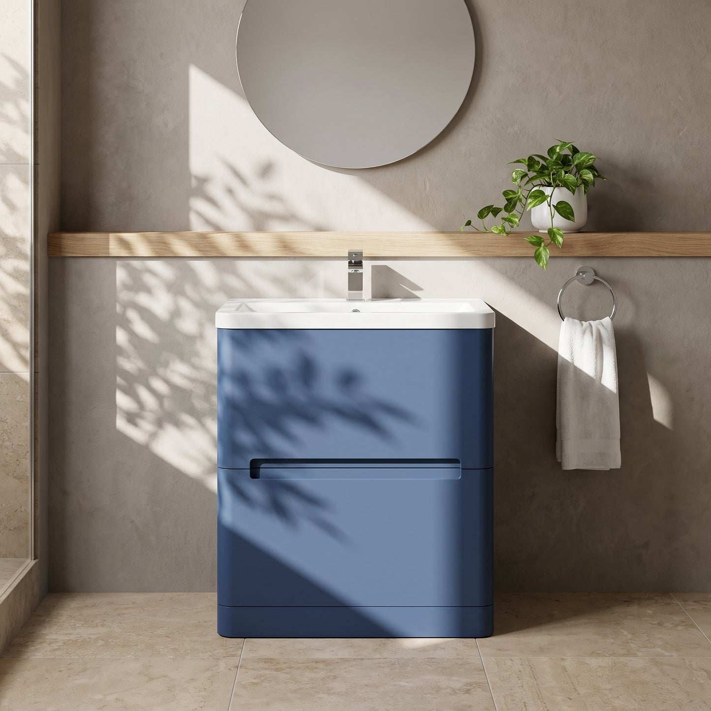 Fairford Rox 800mm Satin Blue Floorstanding Vanity Unit