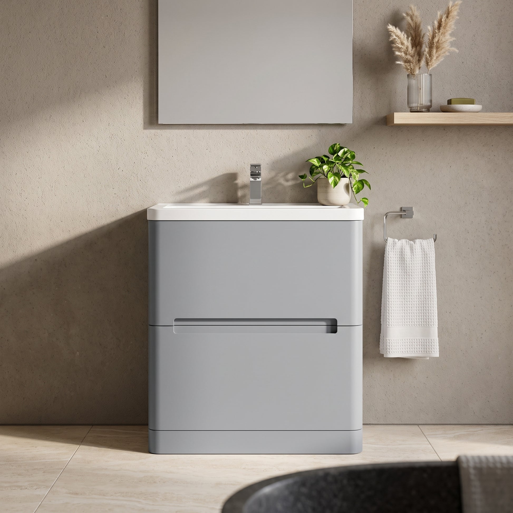 Fairford Rox 800mm Satin Grey Floorstanding Vanity Unit