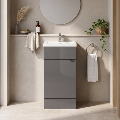 Fairford Union 400mm Full Depth Gloss Grey Vanity Unit