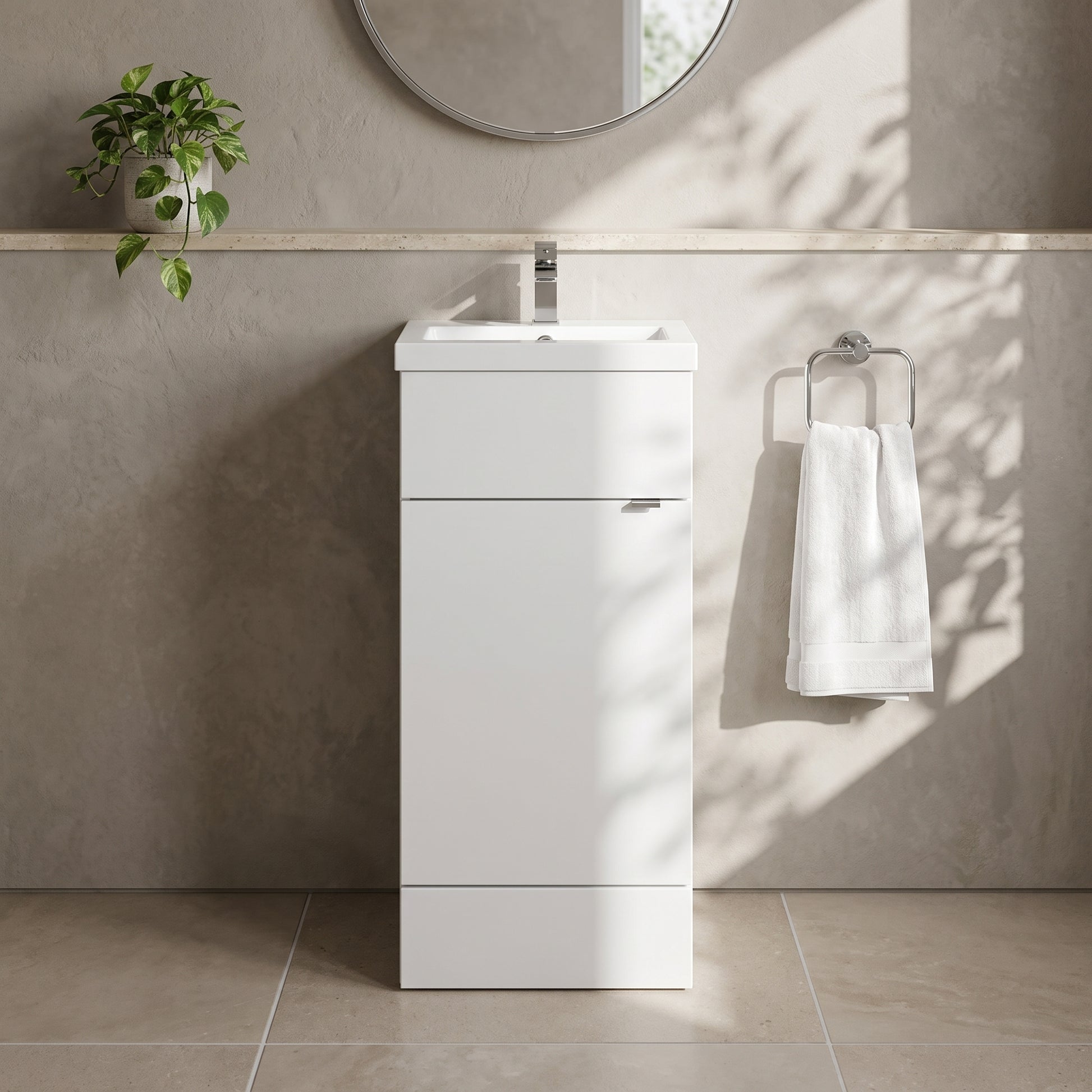 Fairford Union 400mm Full Depth Gloss White Vanity Unit