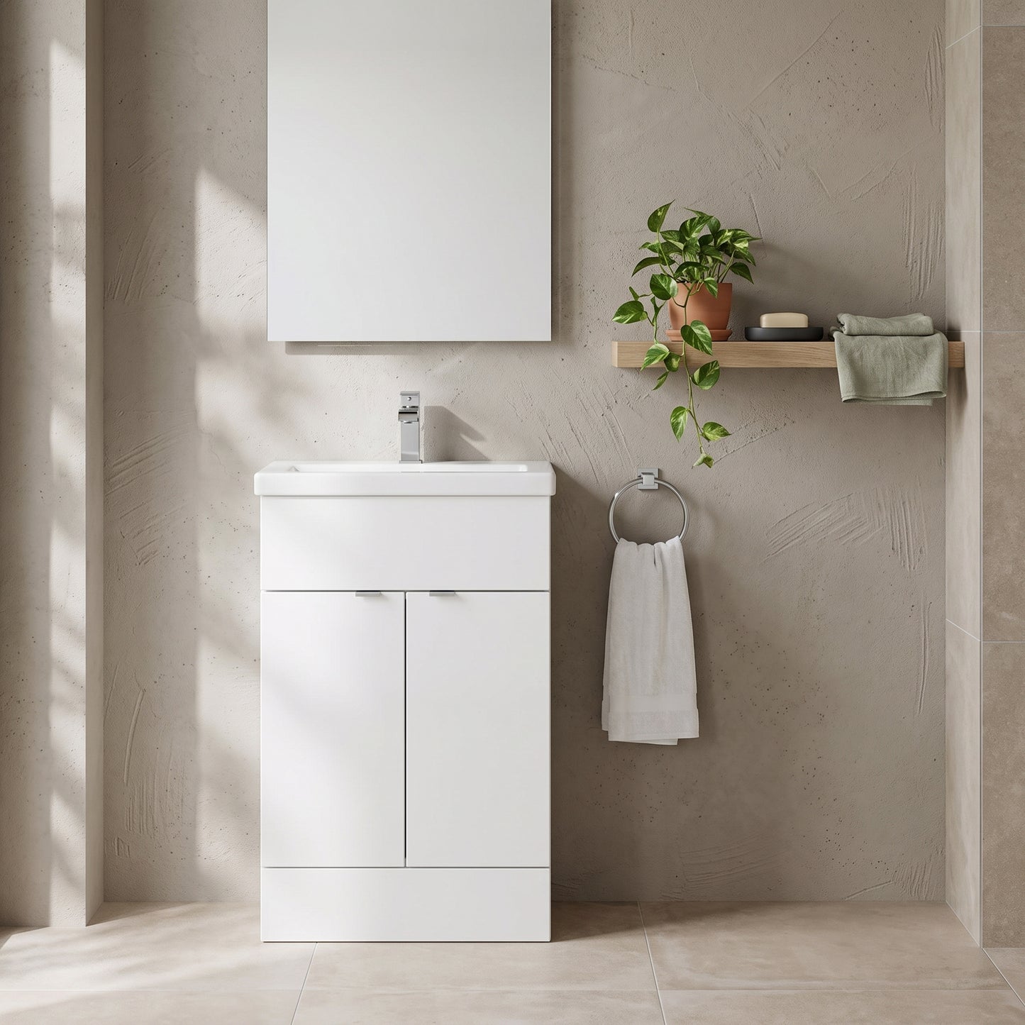 Fairford Union 500mm Full Depth Gloss White Vanity Unit
