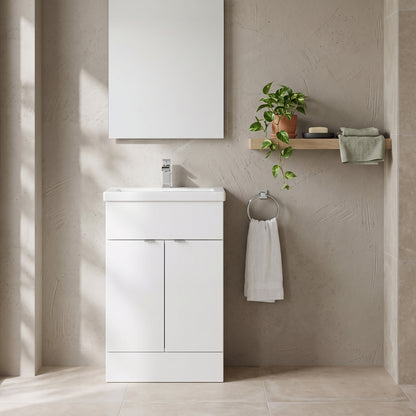 Fairford Union 500mm Full Depth Gloss White Vanity Unit