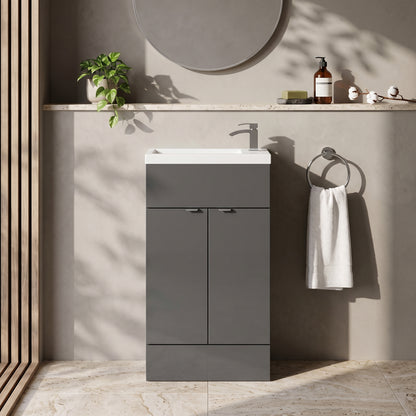 Fairford Union 500mm Slimline Gloss Grey Vanity Unit