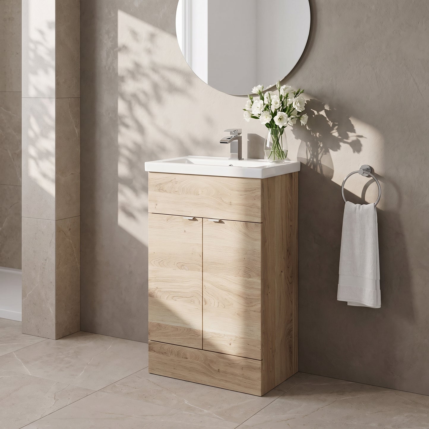 Fairford Union 500mm Bleached Oak Slimline Vanity Unit