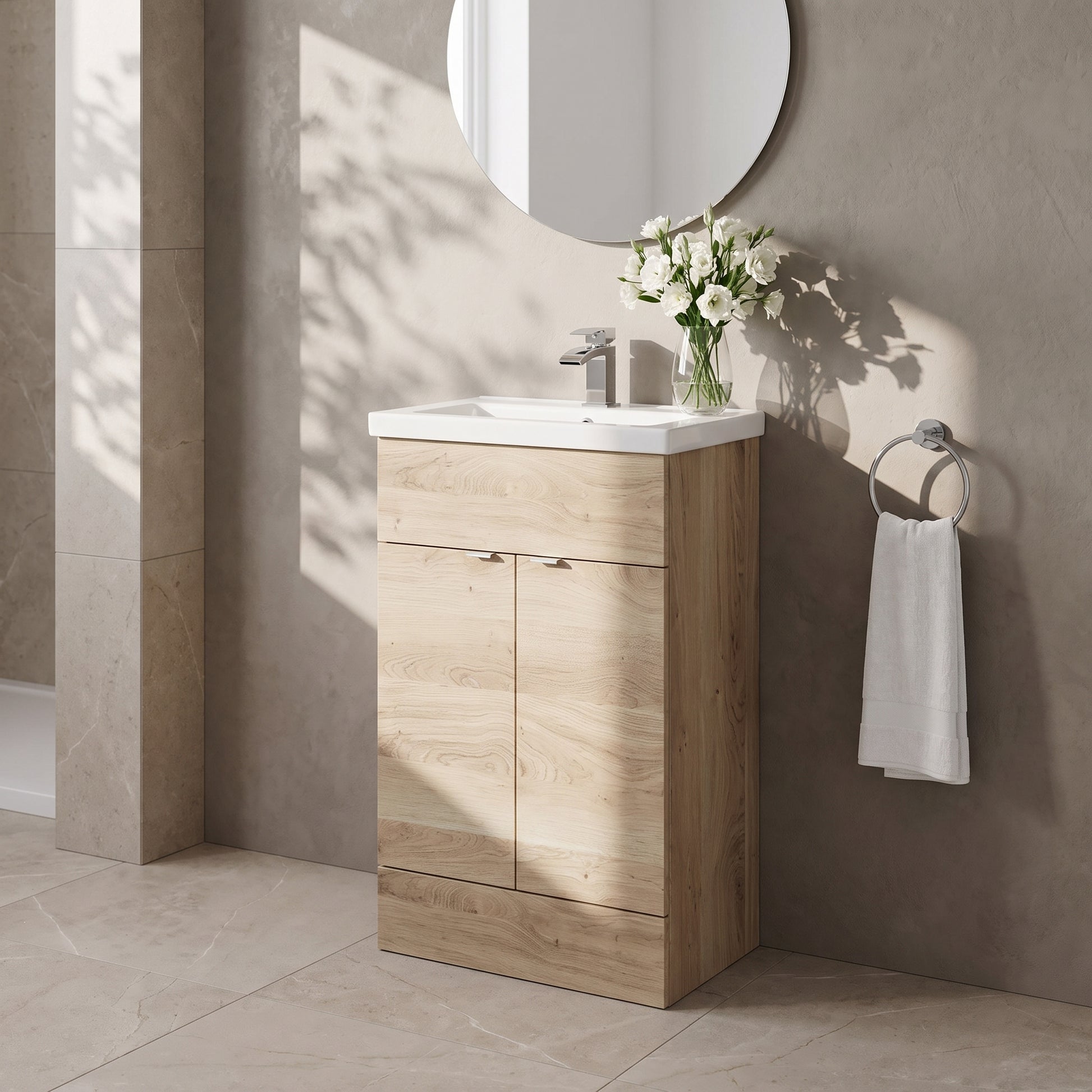 Fairford Union 500mm Bleached Oak Slimline Vanity Unit