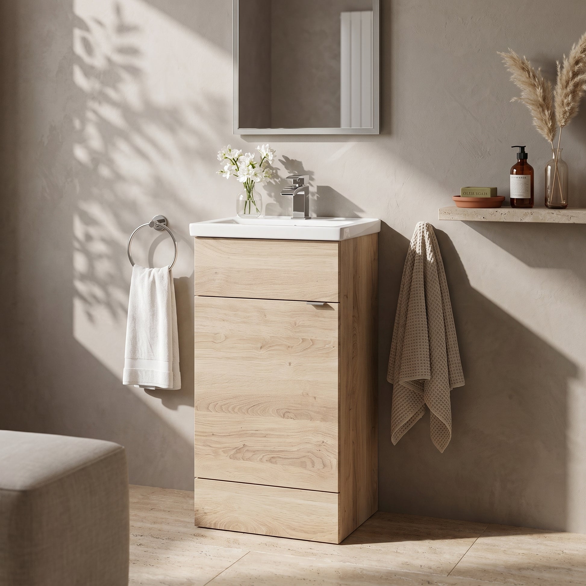 Fairford Union 400mm Bleached Oak Full Depth Vanity Unit