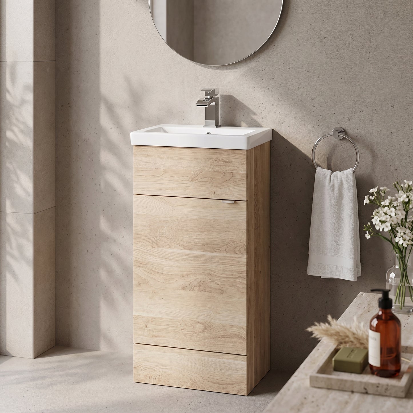 Fairford Union 400mm Bleached Oak Slimline Vanity Unit