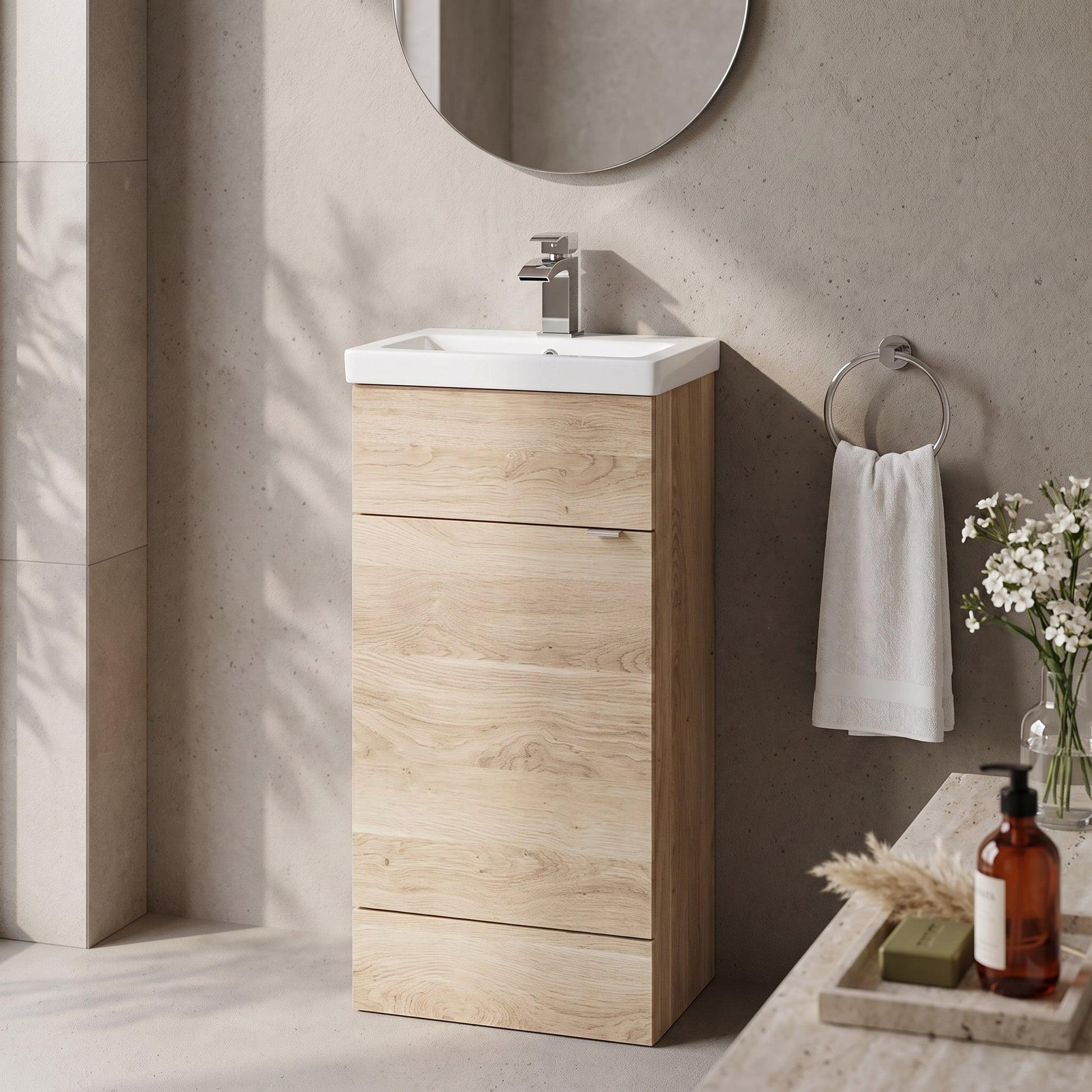 Fairford Union 400mm Bleached Oak Slimline Vanity Unit