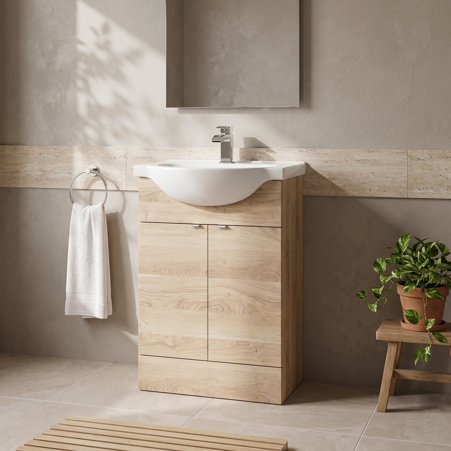 Fairford Union 600mm Bleached Oak Full Depth Vanity Unit
