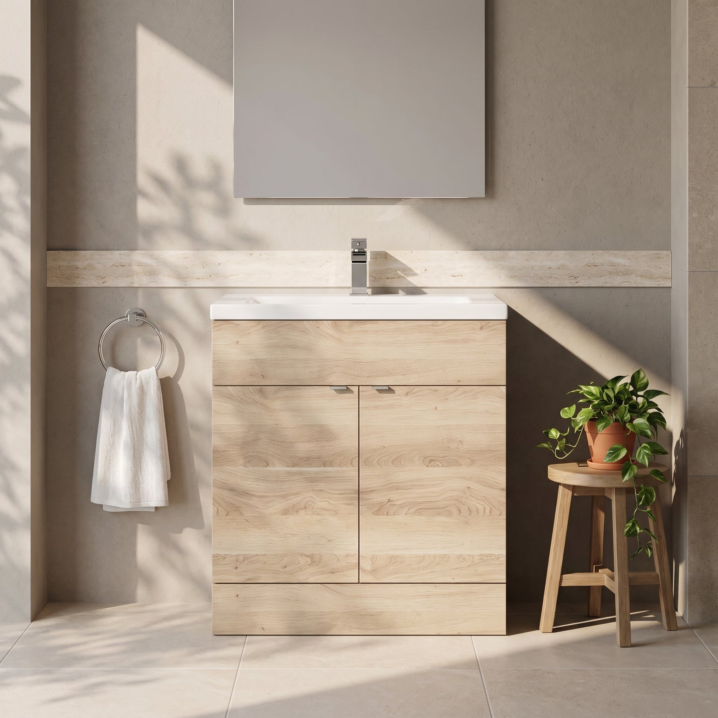 Fairford Union 800mm Bleached Oak Full Depth Vanity Unit