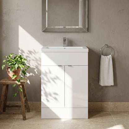 Fairford Union 600mm Full Depth Gloss White Vanity Unit