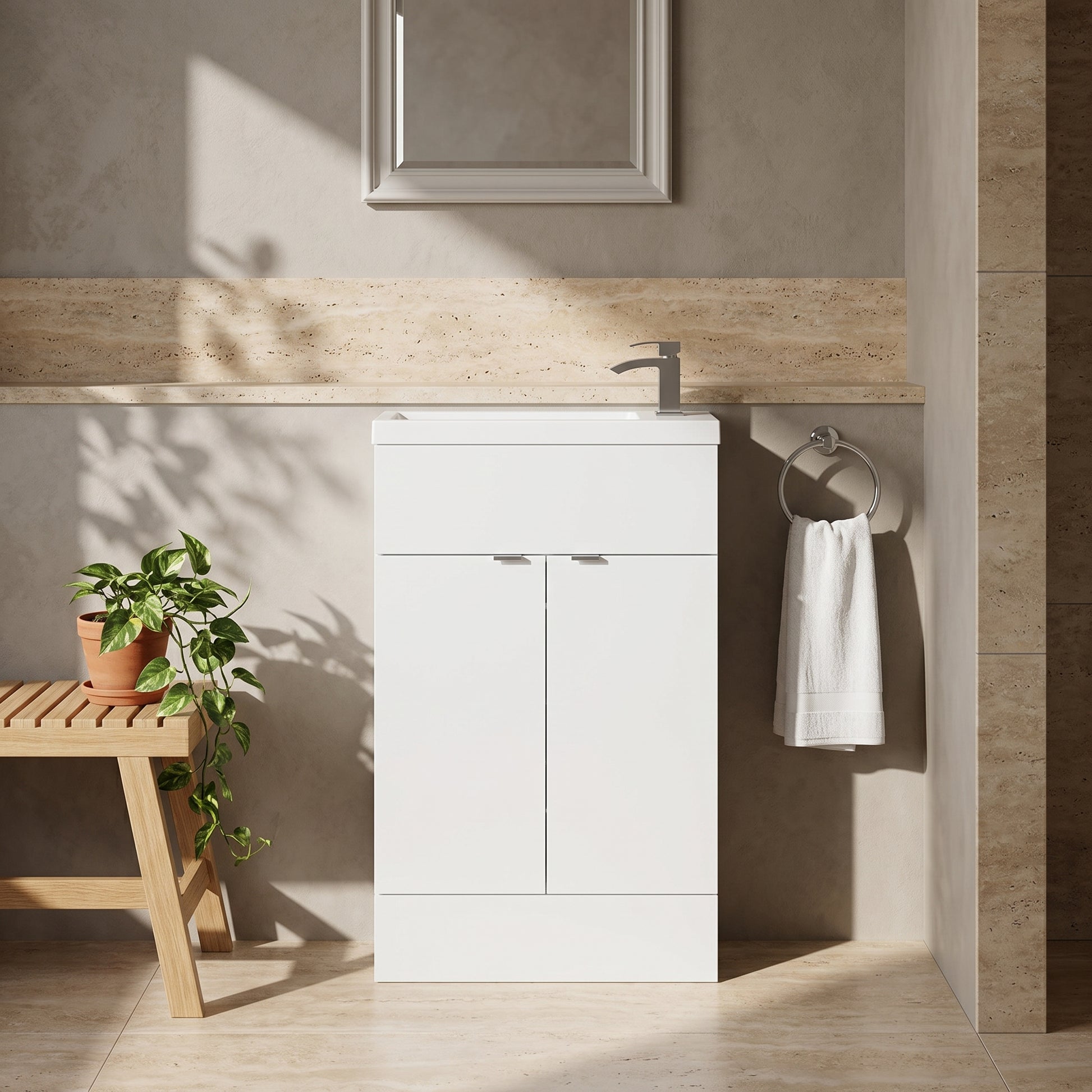 Fairford Union 600mm Slimline Gloss White Vanity Unit