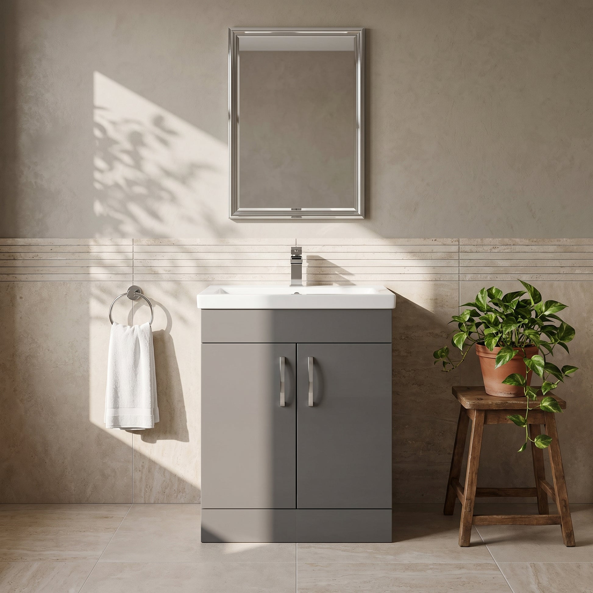 Fairford Union 800mm Full Depth Gloss Grey Vanity Unit