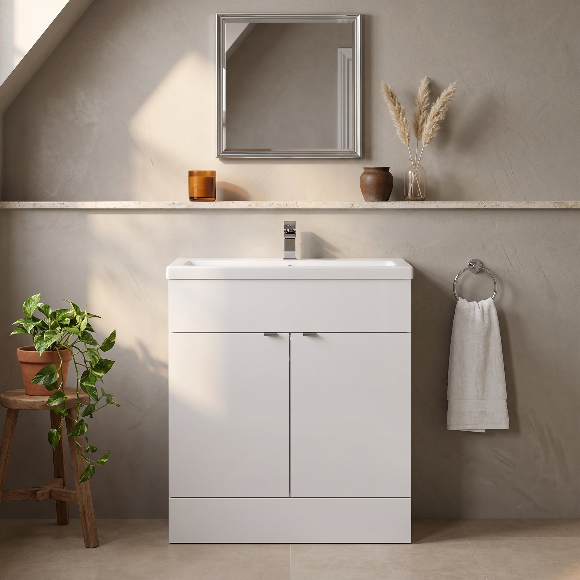 Fairford Union 800mm Full Depth Gloss White Vanity Unit