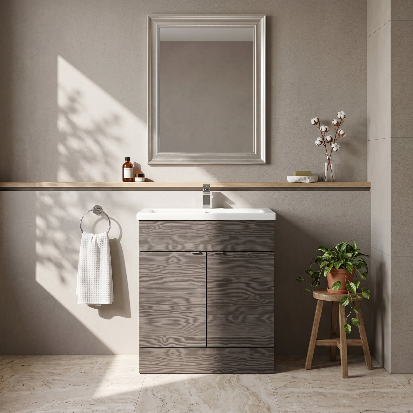 Fairford Union 800mm Full Depth Grey Woodgrain Vanity Unit