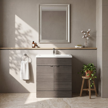Fairford Union 800mm Full Depth Grey Woodgrain Vanity Unit