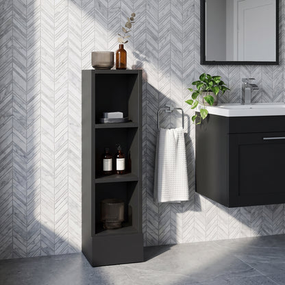 Fairford Union Style Shaker Matt Soft Black 200mm Slimline Open Shelf Unit