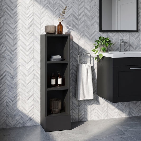 Fairford Union Style Shaker Matt Soft Black 200mm Slimline Open Shelf Unit
