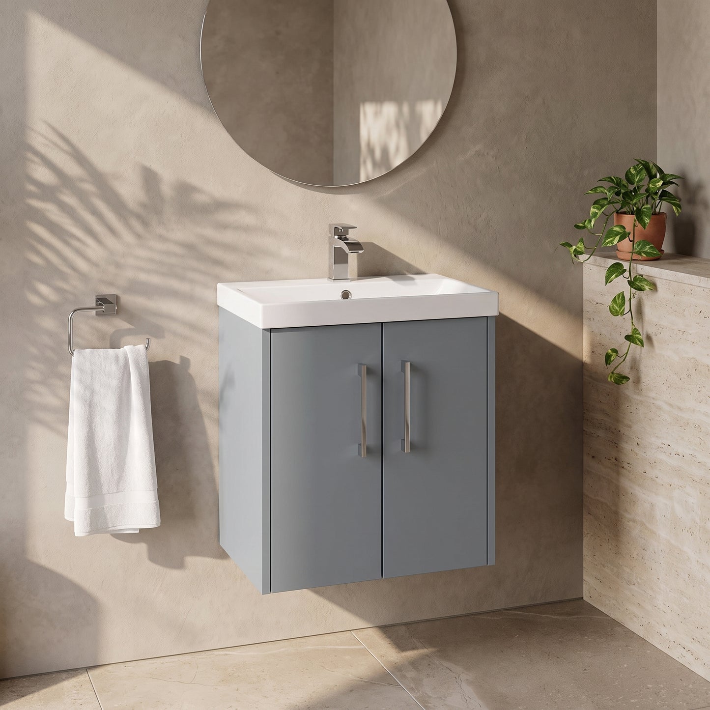 Fairford Anika 500mm Matt Grey 2 Door Wall Hung Vanity Unit