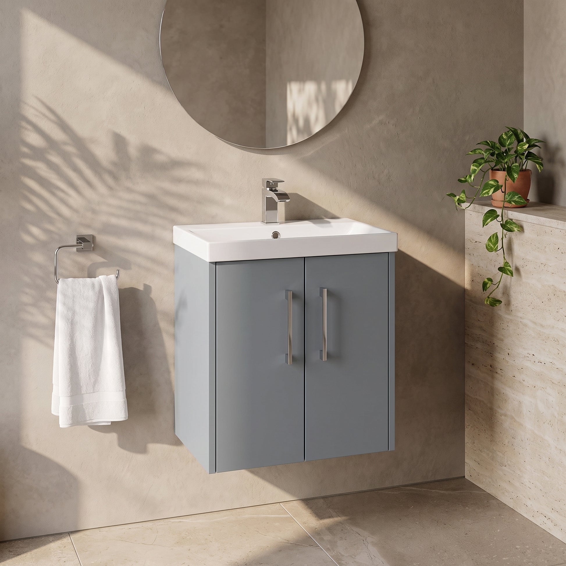Fairford Anika 500mm Matt Grey 2 Door Wall Hung Vanity Unit