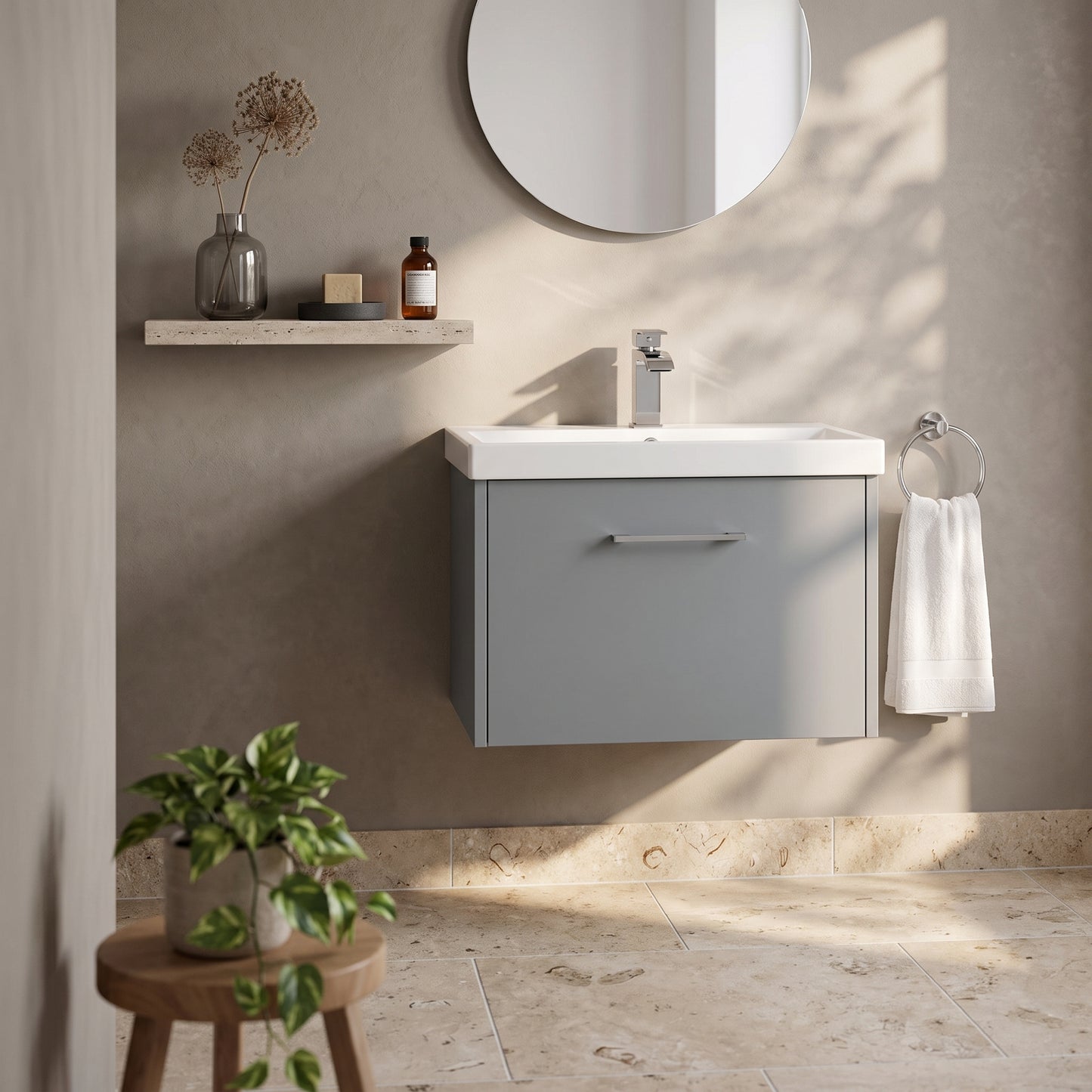 Fairford Anika 600mm Matt Grey 1 Drawer Wall Hung Vanity Unit