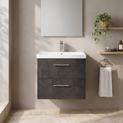 Fairford Anika 600mm Matt Slate 2 Drawer Wall Hung Vanity Unit