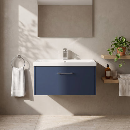 Fairford Anika 800mm Matt Blue 1 Drawer Wall Hung Vanity Unit