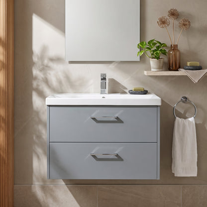 Fairford Anika 800mm Matt Grey 2 Drawer Wall Hung Vanity Unit