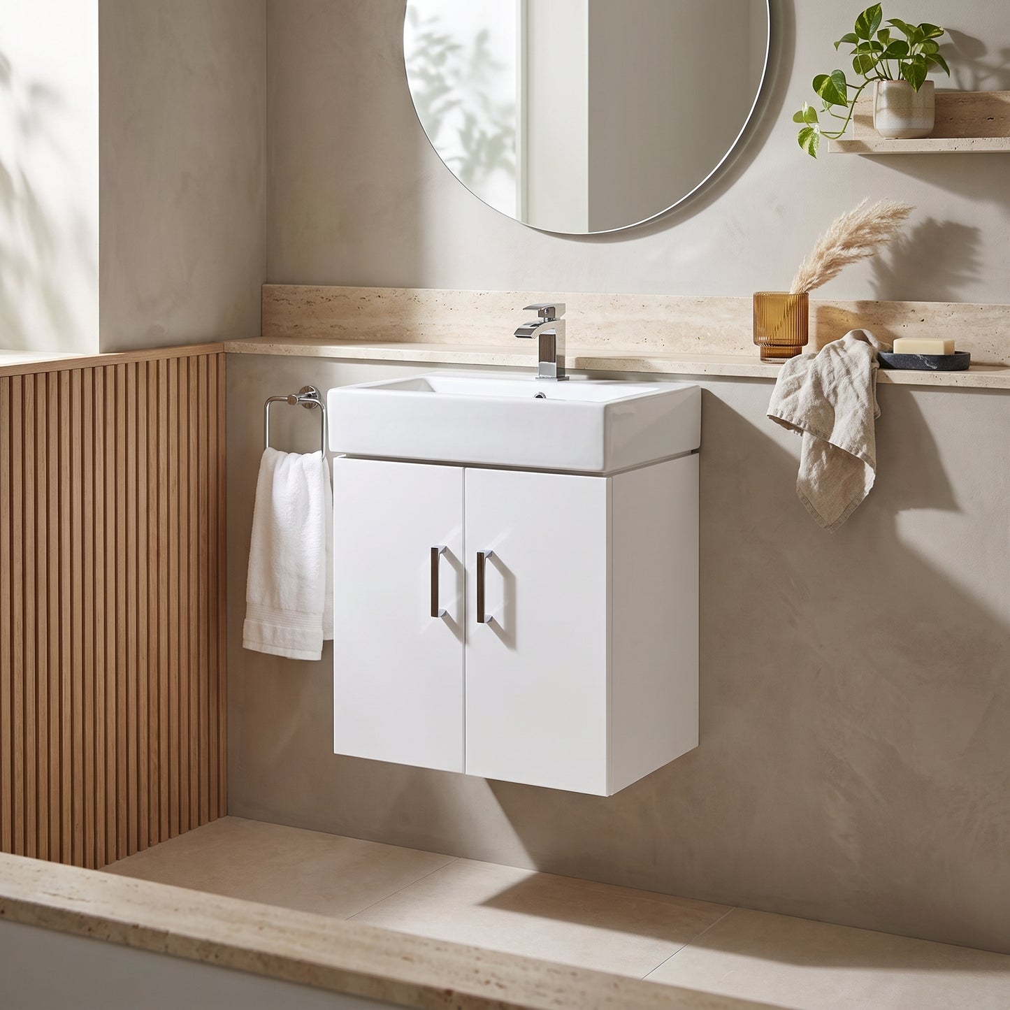 Fairford Arlo Gloss White 450mm Wall Hung Vanity Unit