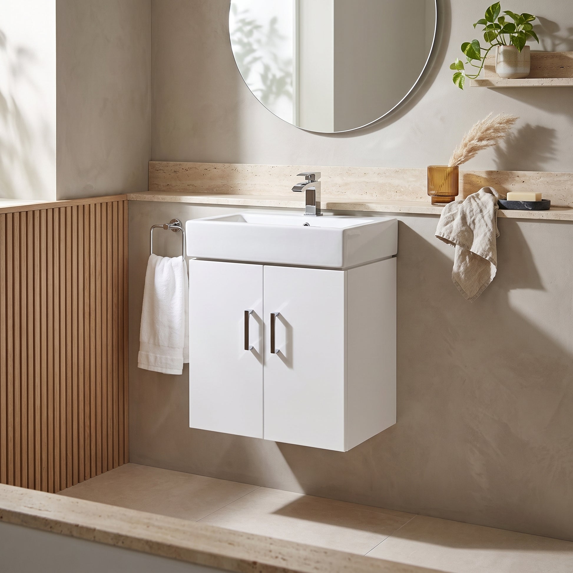 Fairford Arlo Gloss White 450mm Wall Hung Vanity Unit
