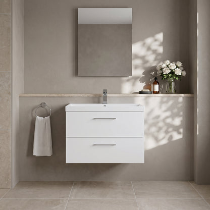 Fairford Aspri 800mm Gloss White 2-Drawer Wall Hung Vanity Unit