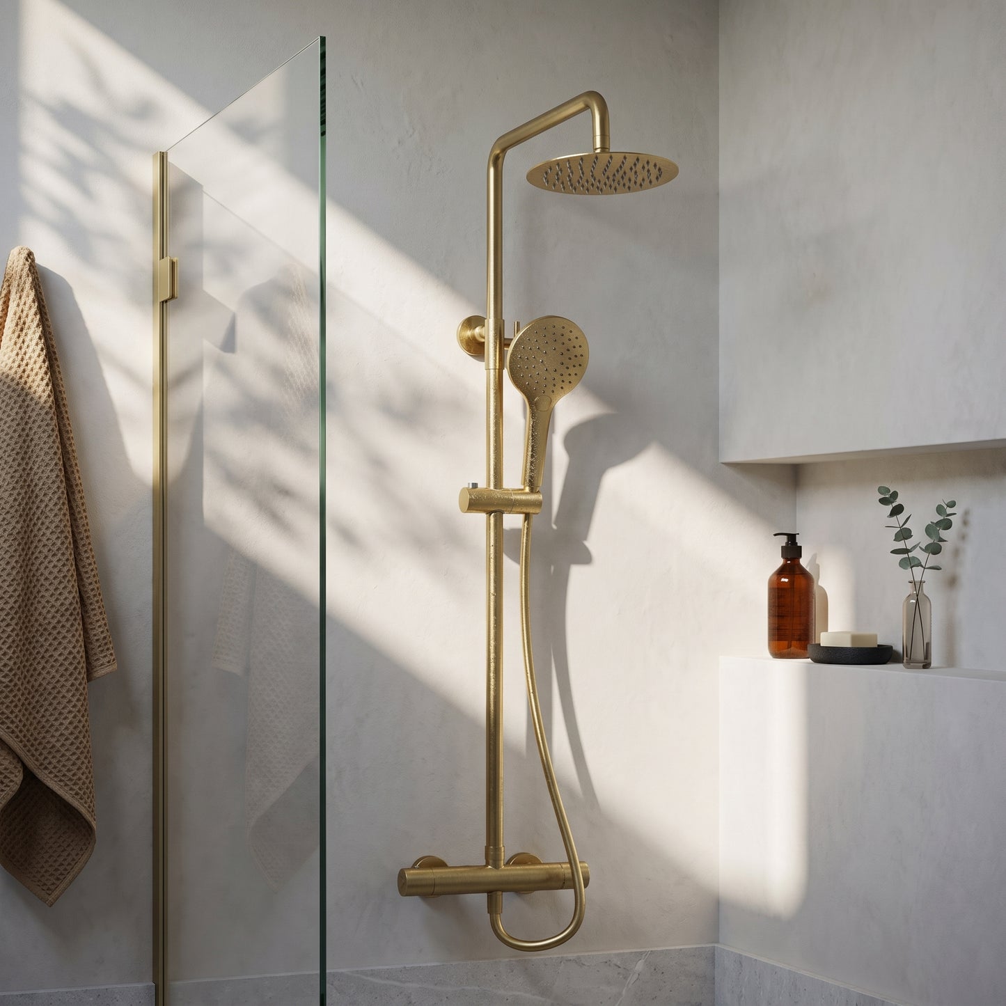 Fairford Element 5 Pro Brushed Brass Shower Kit, Dual O