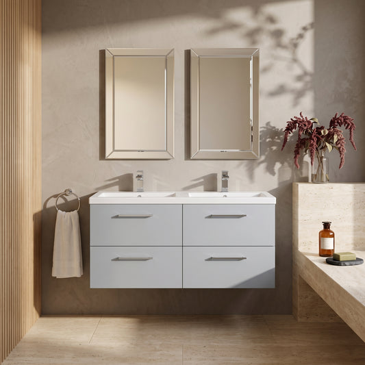 Fairford Aspri Satin Grey 1200mm 4 Drawer Wall Hung Vanity Unit