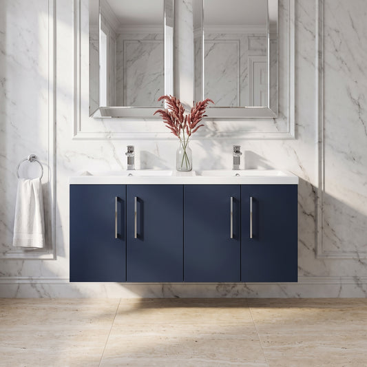 Fairford Aspri Midnight Blue 1200mm 4 Door Wall Hung Vanity Unit