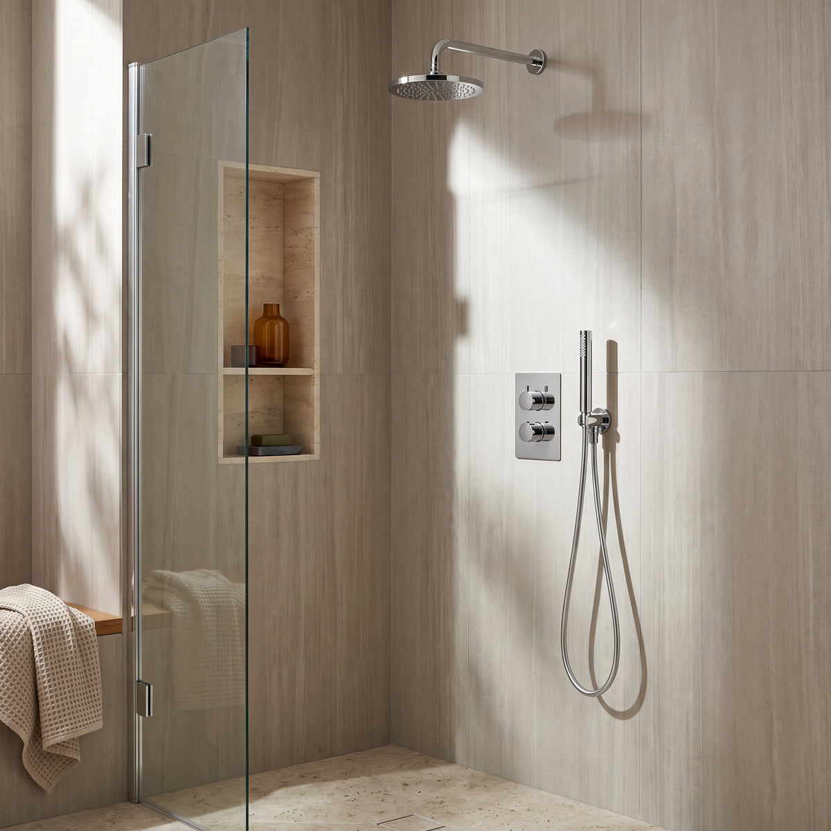 Fairford Element 7 Chrome Concealed Shower Kit with Overhead, Handset and Bracket
