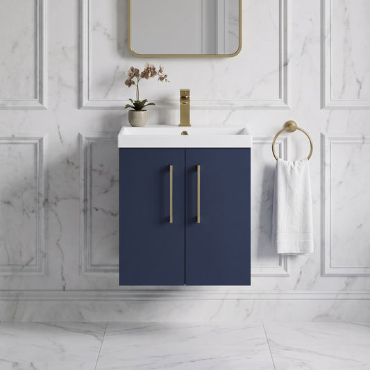 Fairford Aspri Midnight Blue 500mm 2 Door Wall Hung Vanity Unit