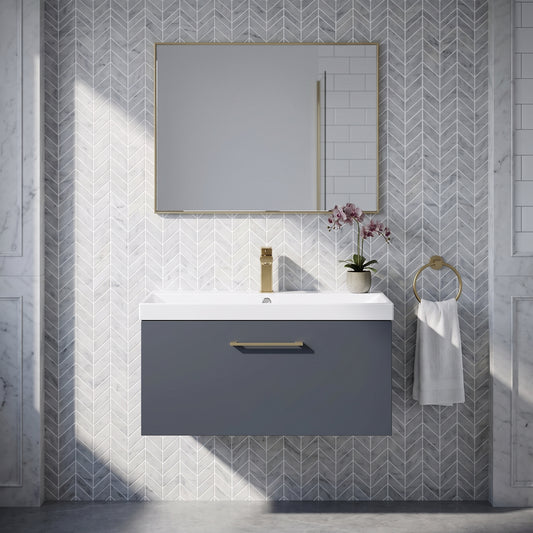 Fairford Aspri Soft Black 800mm 1 Drawer Wall Hung Vanity Unit
