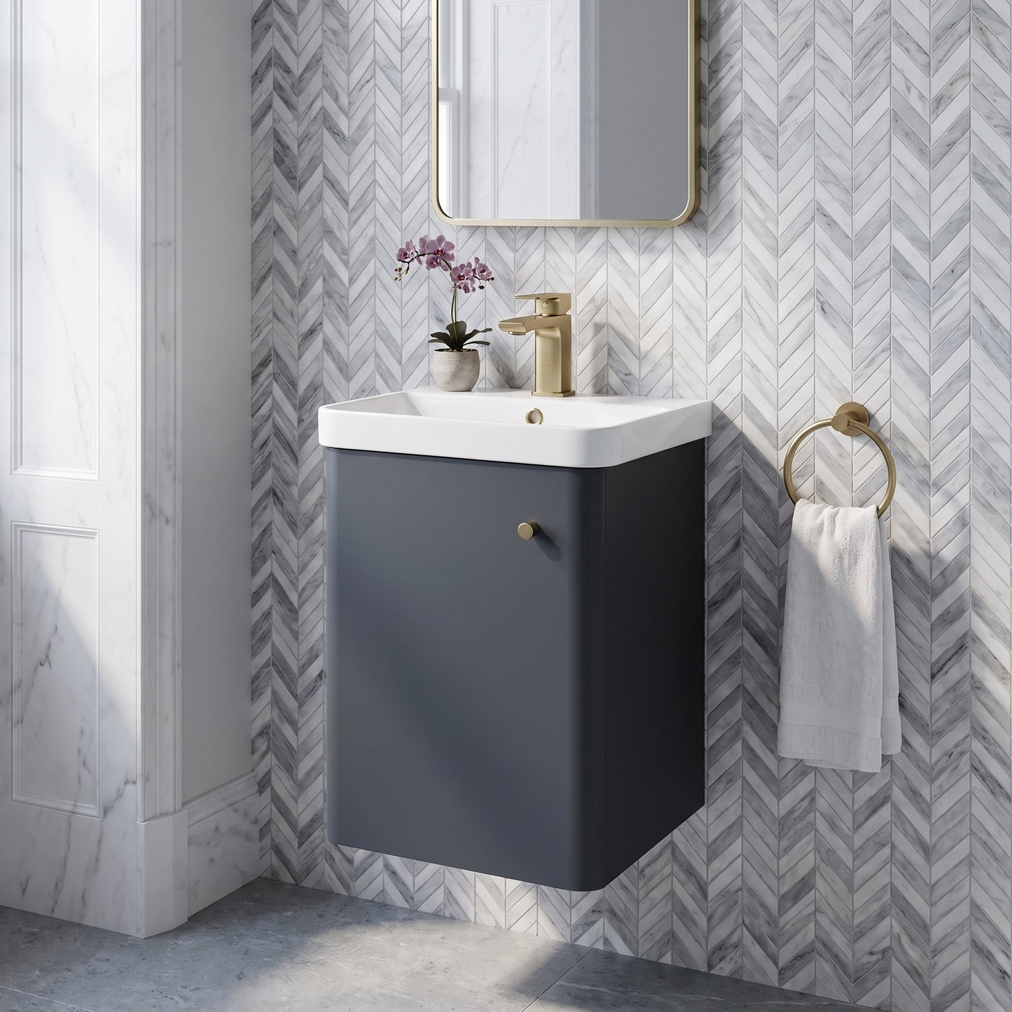 Fairford Crayo 400mm Soft Black Wall Hung Vanity Unit