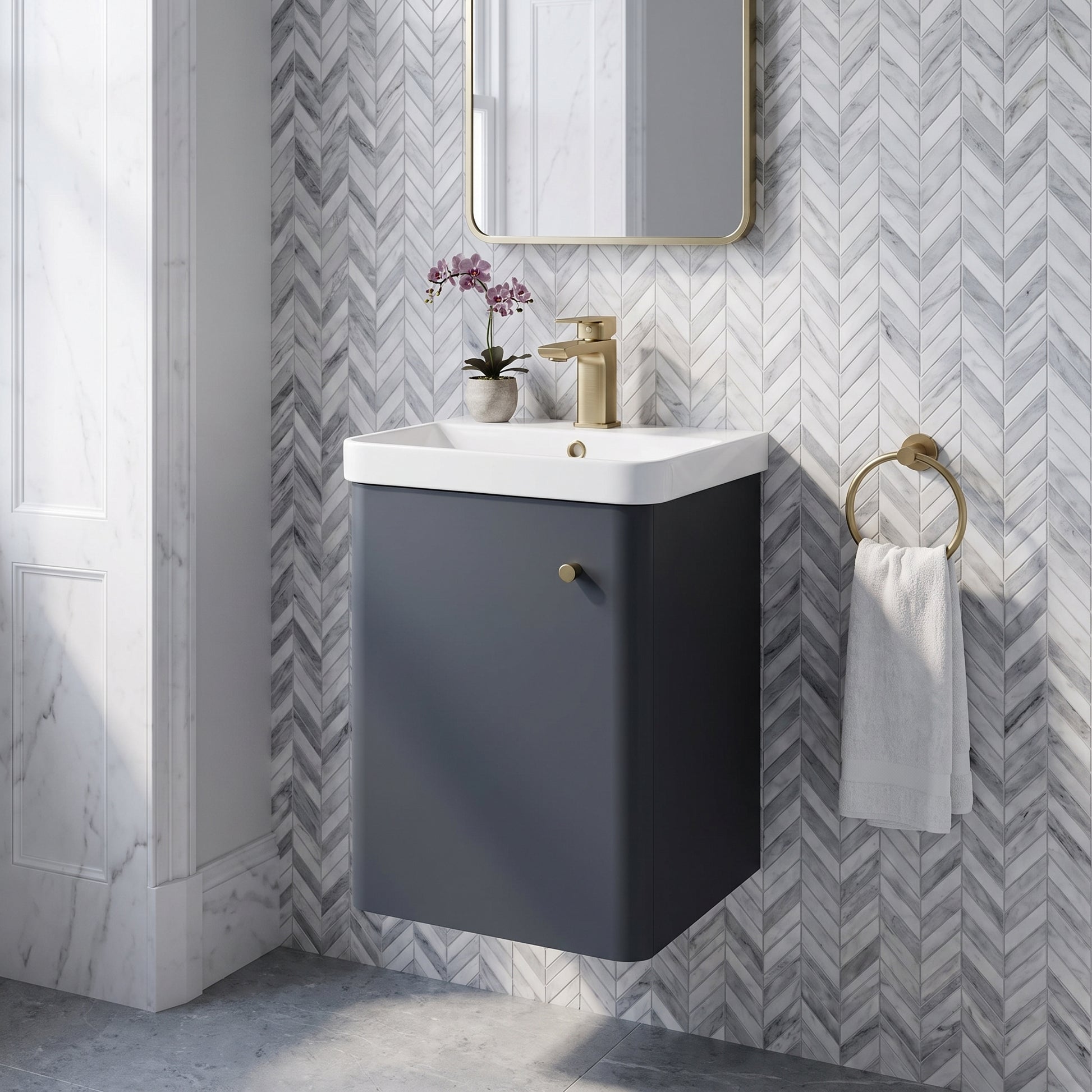 Fairford Crayo 400mm Soft Black Wall Hung Vanity Unit