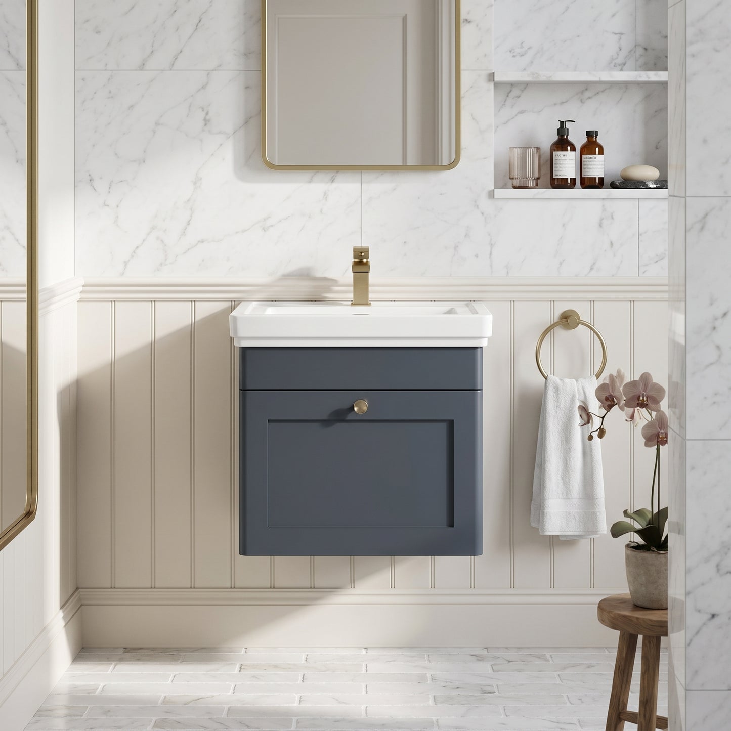Fairford Laurel 500mm Wall Hung Satin Anthracite Vanity Unit - 1 Tap Hole